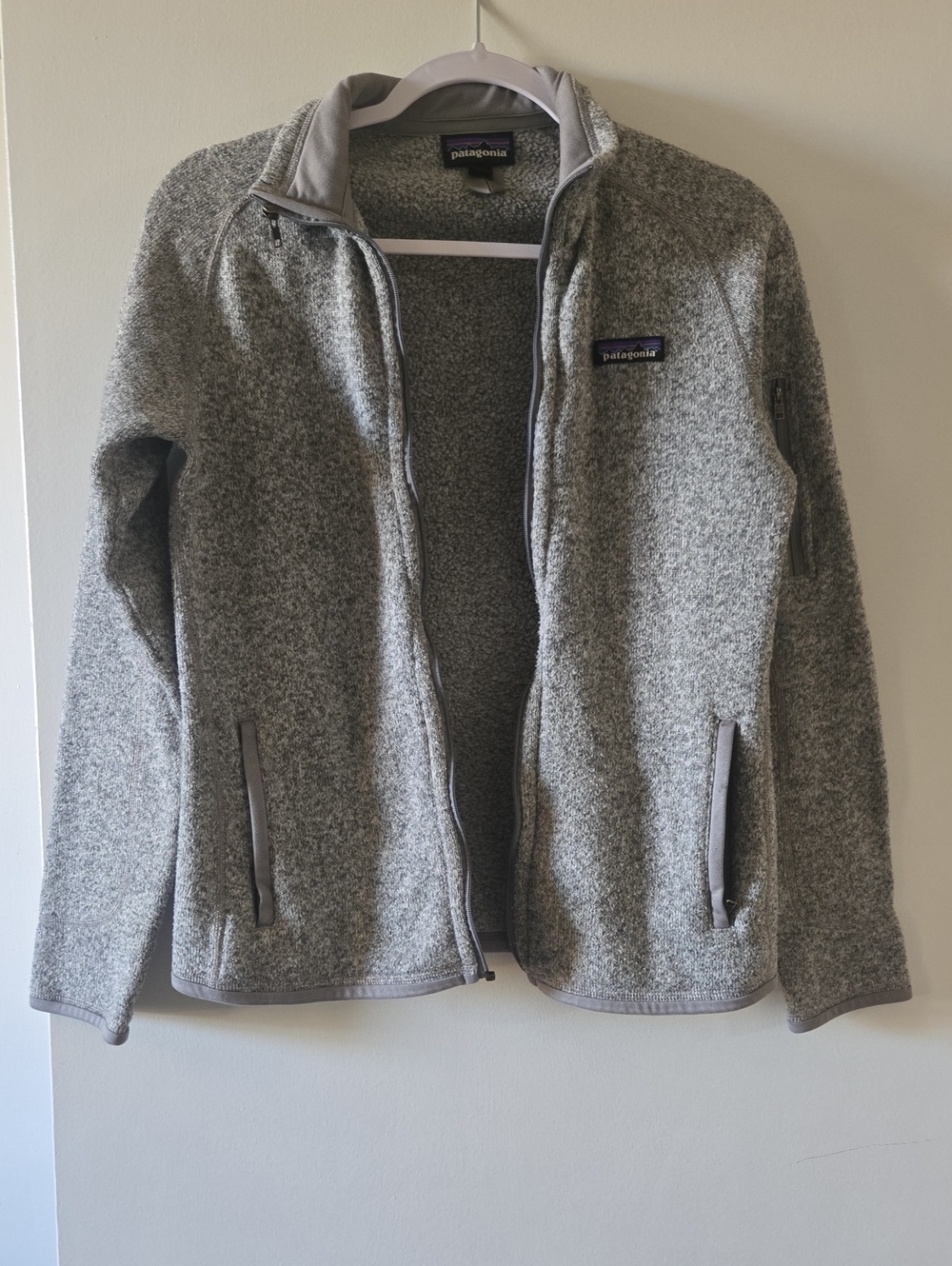 Patagonia Womens Light Gray Full-Zip Knit Jacket